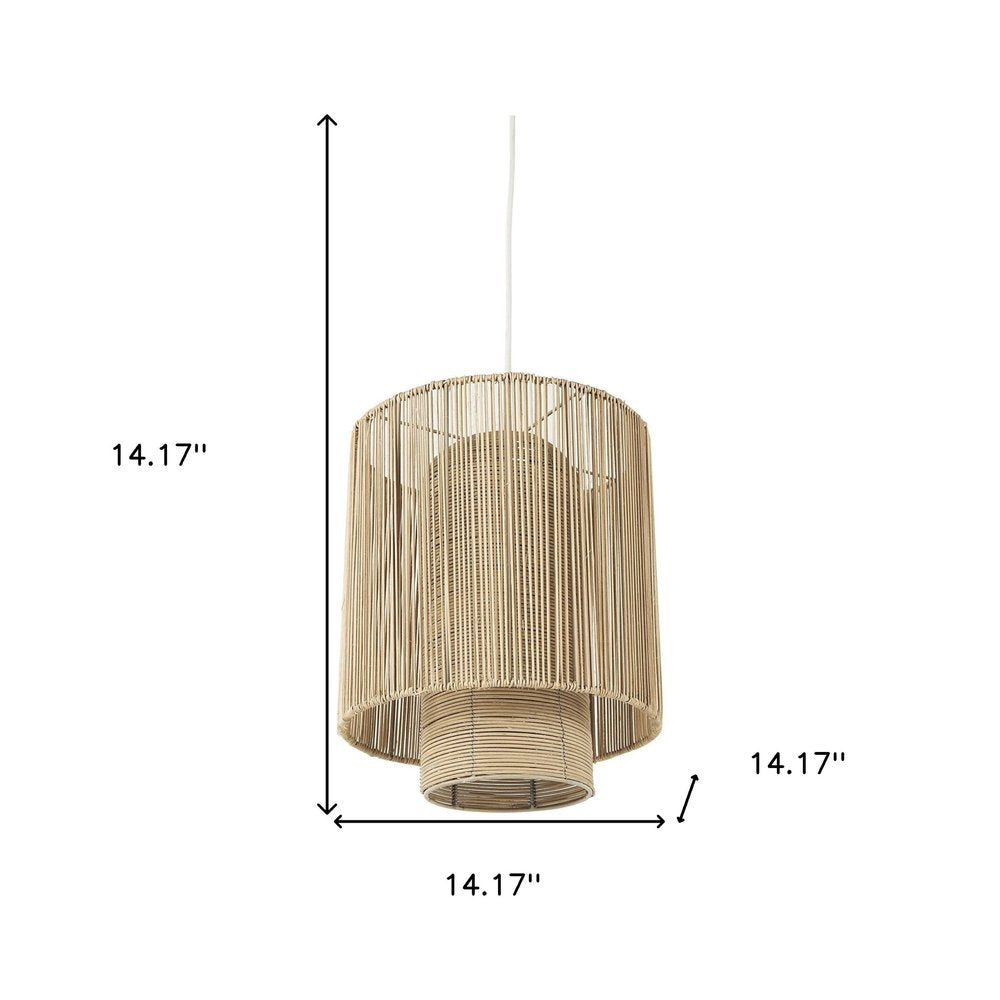 Natural Cane Cylindrical Hanging Pendant Light HomeRoots