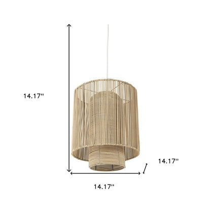 Natural Cane Cylindrical Hanging Pendant Light HomeRoots