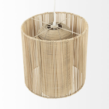 Natural Cane Cylindrical Hanging Pendant Light HomeRoots