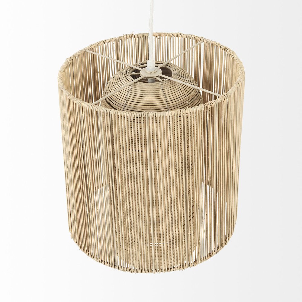 Natural Cane Cylindrical Hanging Pendant Light HomeRoots