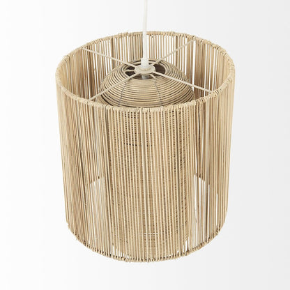 Natural Cane Cylindrical Hanging Pendant Light HomeRoots