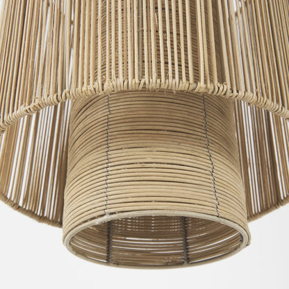 Natural Cane Cylindrical Hanging Pendant Light HomeRoots