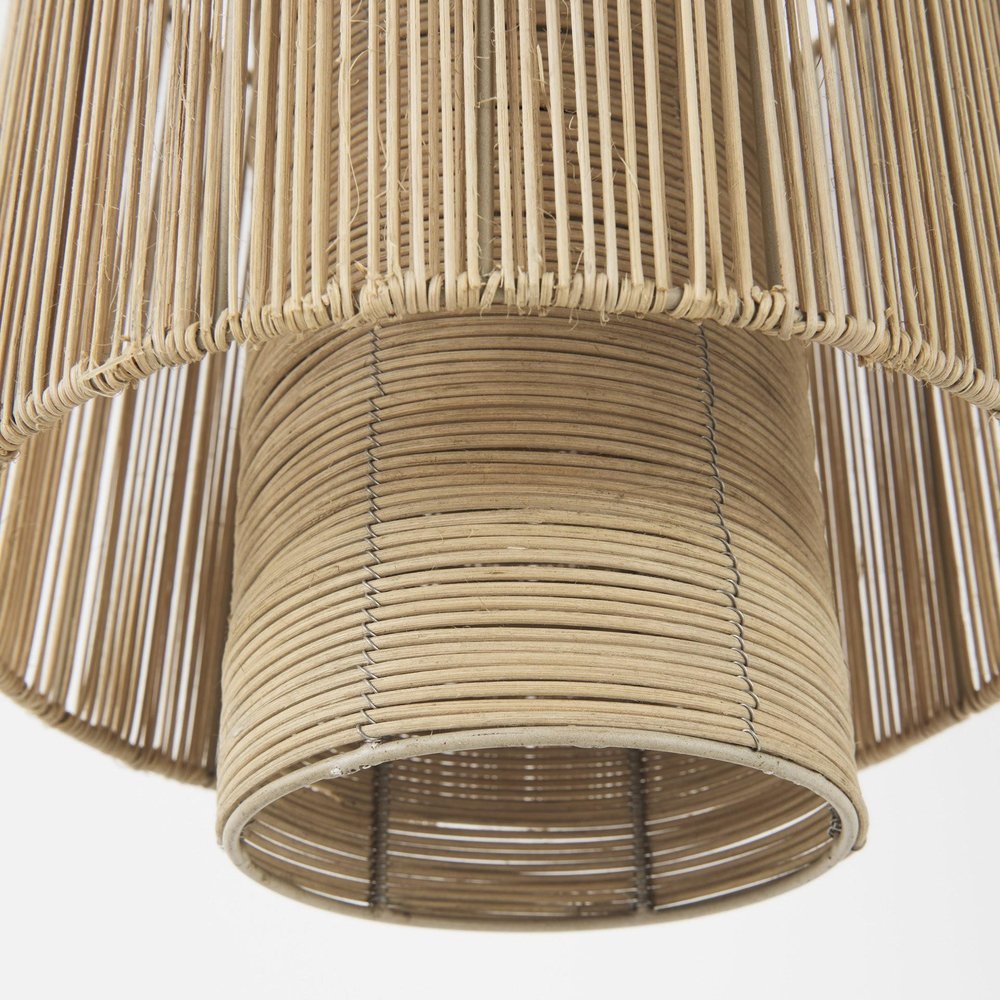 Natural Cane Cylindrical Hanging Pendant Light HomeRoots