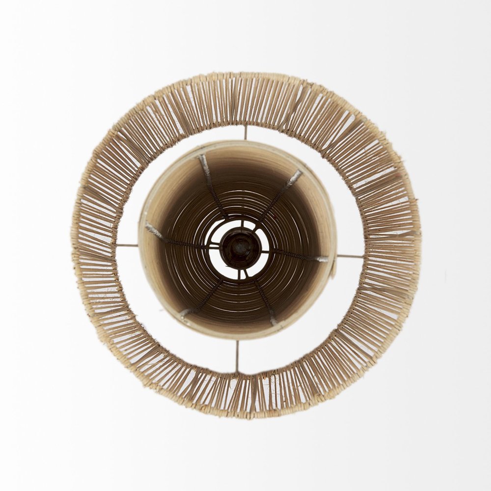 Natural Cane Cylindrical Hanging Pendant Light HomeRoots