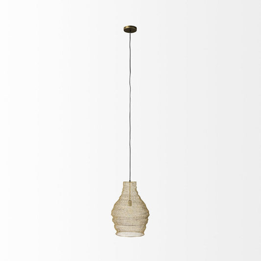 Gold Metal Wire Mesh Hanging Pendant Light HomeRoots