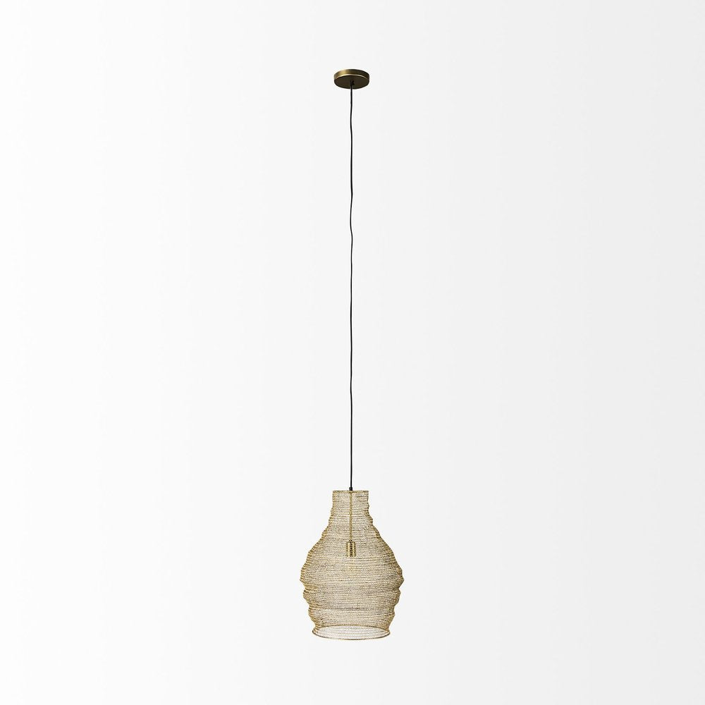 Gold Metal Wire Mesh Hanging Pendant Light HomeRoots
