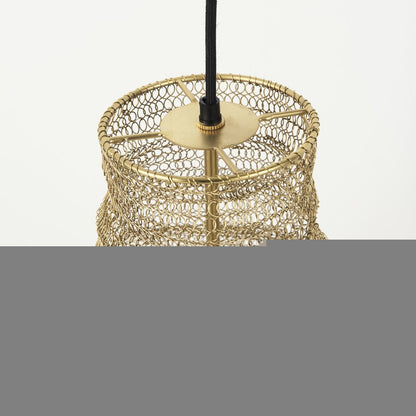 Gold Metal Wire Mesh Hanging Pendant Light HomeRoots