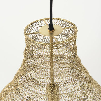 Gold Metal Wire Mesh Hanging Pendant Light HomeRoots