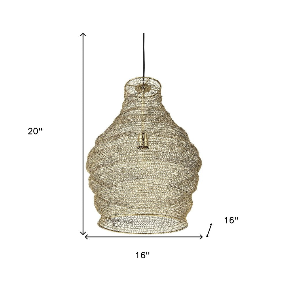 Gold Metal Wire Mesh Hanging Pendant Light HomeRoots