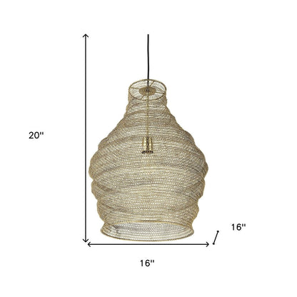 Gold Metal Wire Mesh Hanging Pendant Light HomeRoots