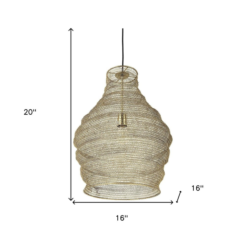 Gold Metal Wire Mesh Hanging Pendant Light HomeRoots
