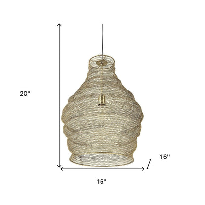 Gold Metal Wire Mesh Hanging Pendant Light HomeRoots
