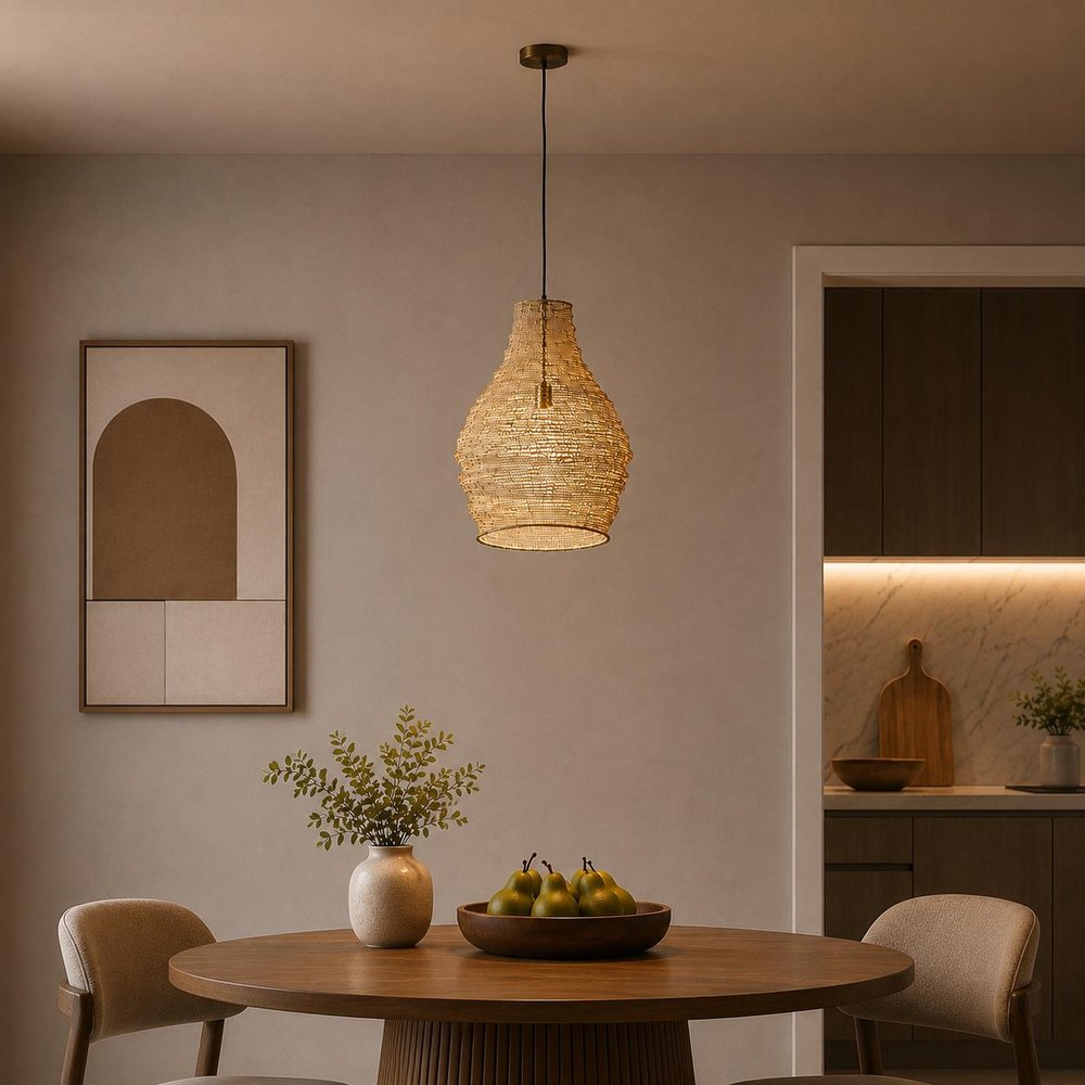 Gold Metal Wire Mesh Hanging Pendant Light — view 9