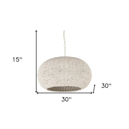 Whitewash Beaded Hanging Chandelier HomeRoots