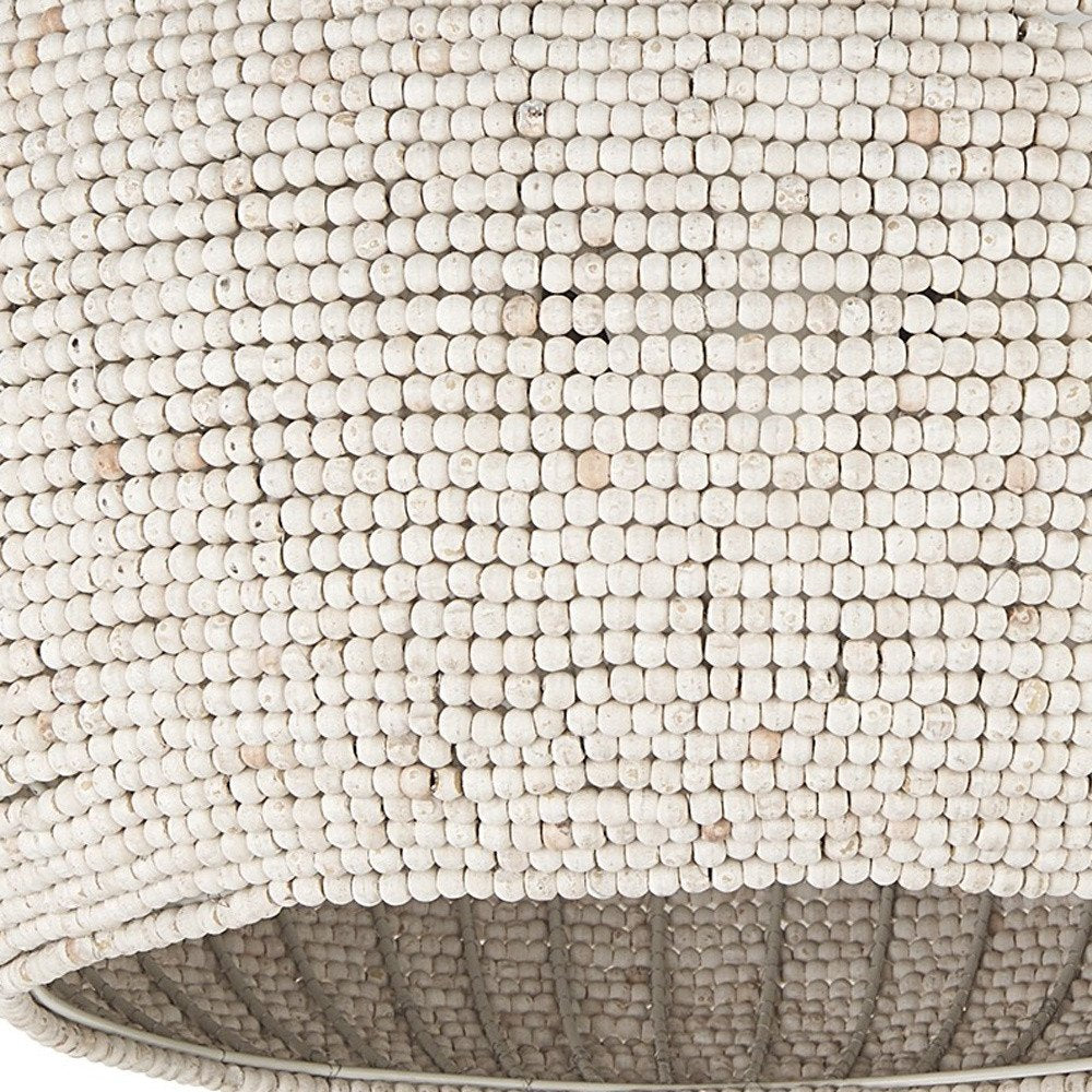 Whitewash Beaded Hanging Chandelier HomeRoots