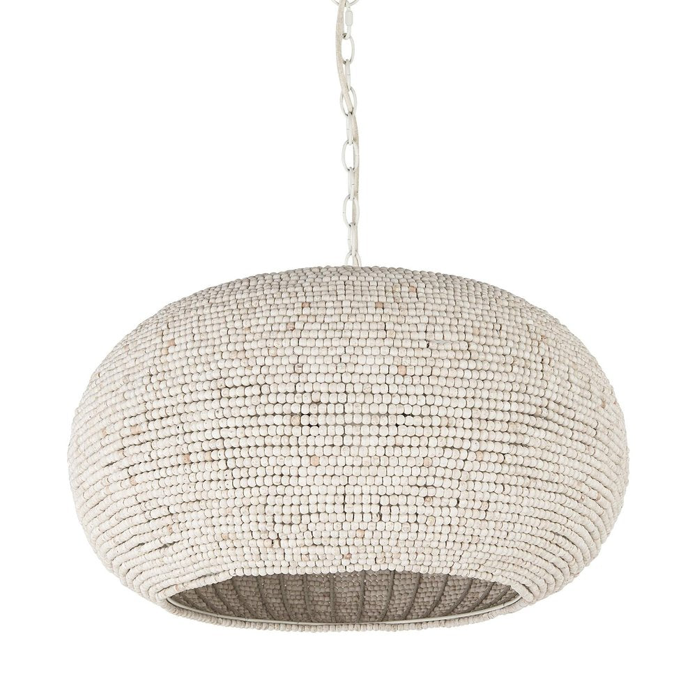 Whitewash Beaded Hanging Chandelier HomeRoots