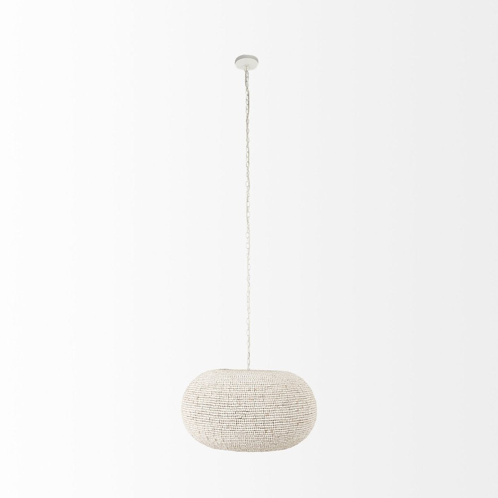 Whitewash Beaded Hanging Chandelier HomeRoots