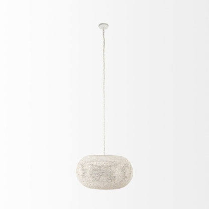 Whitewash Beaded Hanging Chandelier HomeRoots