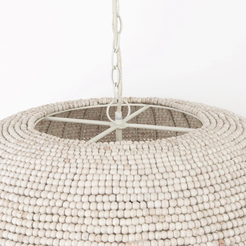 Whitewash Beaded Hanging Chandelier HomeRoots