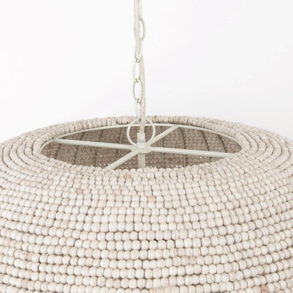 Whitewash Beaded Hanging Chandelier HomeRoots