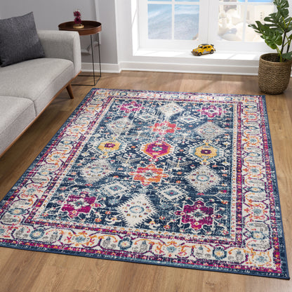 12' Navy Blue Oriental Dhurrie Runner Rug