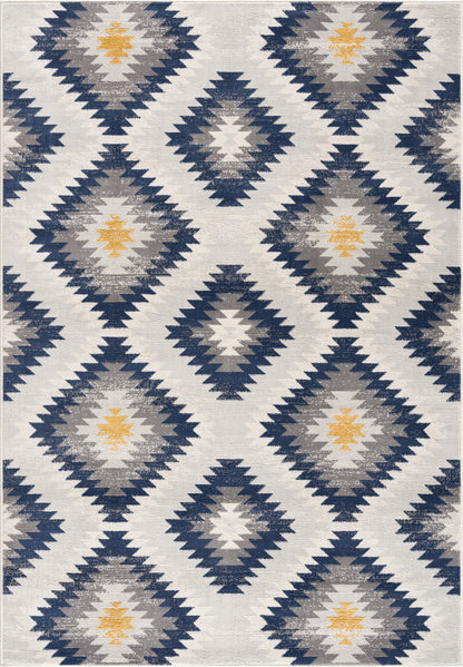 9' X 13' Blue and Gray Kilim Pattern Area Rug - 279.4" (H) x 378.46" (W) x 1.02" (D)