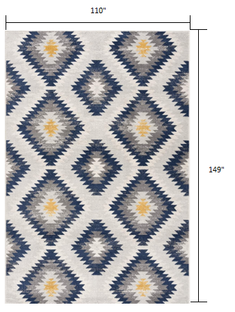 9' X 13' Blue and Gray Kilim Pattern Area Rug - 279.4" (H) x 378.46" (W) x 1.02" (D)