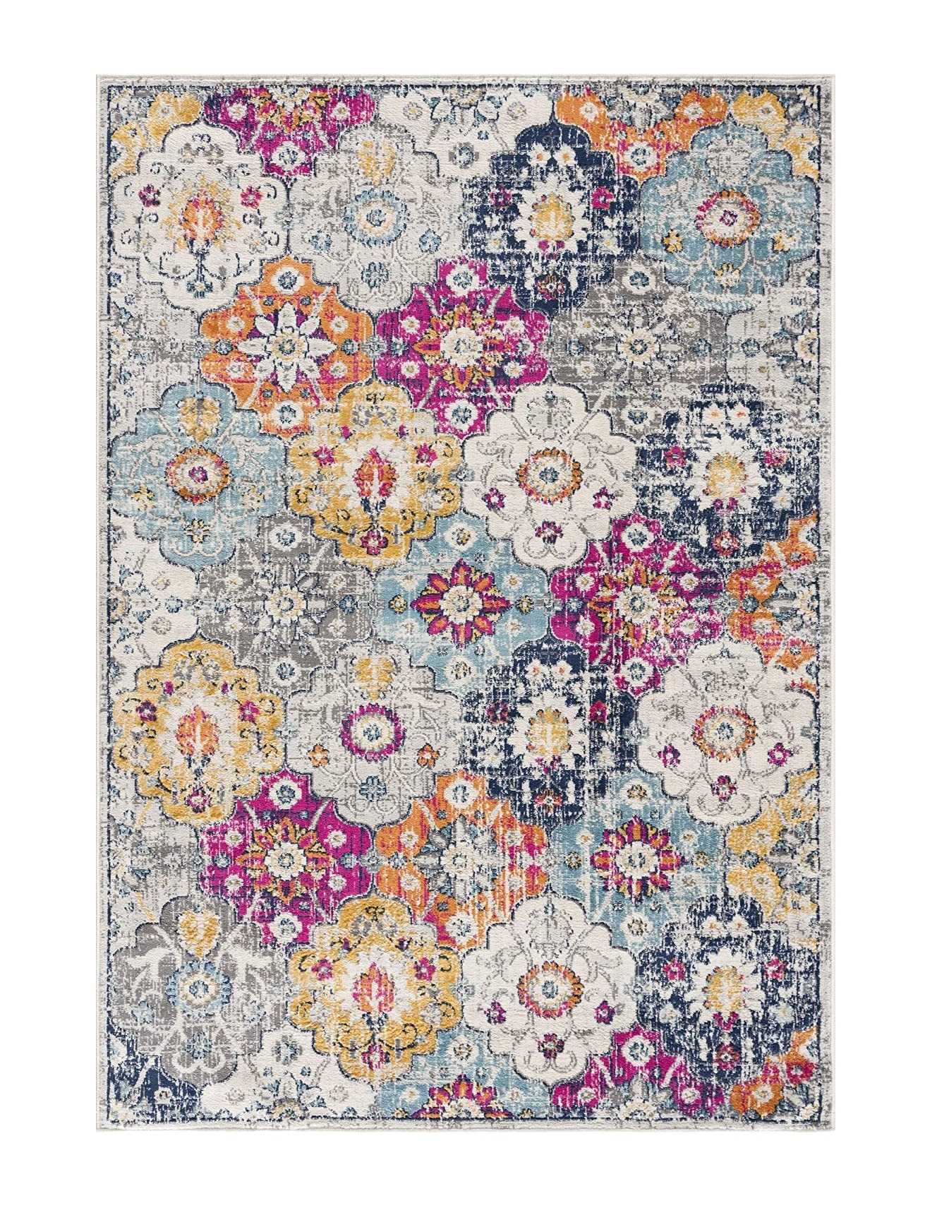 13' Runner Blue and Ivory Floral Runner Rug - 32.0" (L) x 240.0" (W) x 0.6" (H)