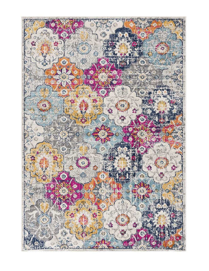 15' Runner Blue and Ivory Floral Runner Rug - 31.5" (L) x 60.0" (W) x 0.25" (H)