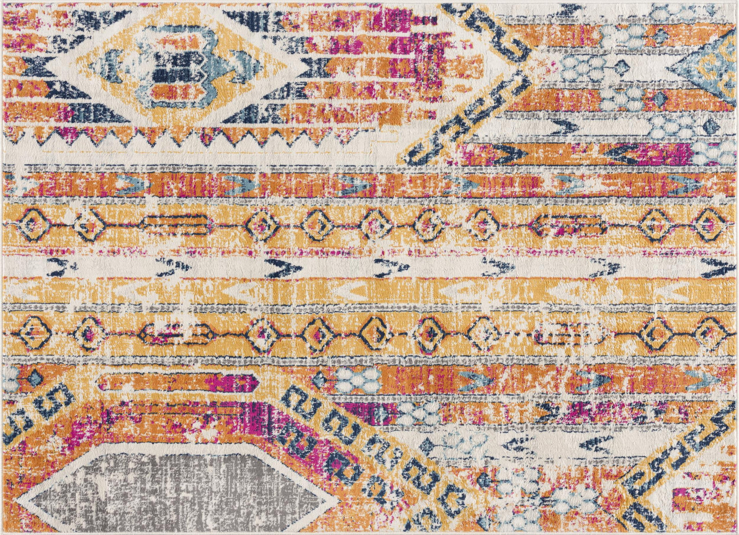 2' X 4' Orange And Ivory Southwestern Dhurrie Area Rug