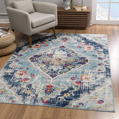 2' X 4' Blue Oriental Dhurrie Area Rug