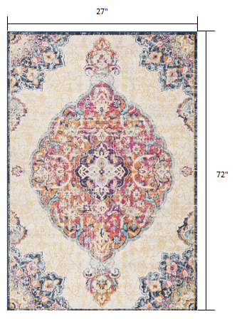 2' X 4' Cream Oriental Dhurrie Area Rug