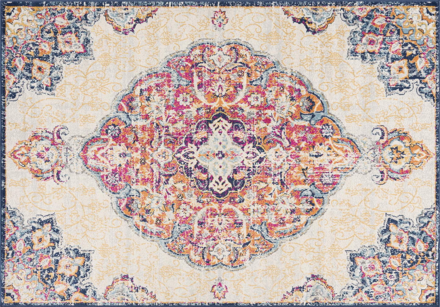 2' X 4' Cream Oriental Dhurrie Area Rug