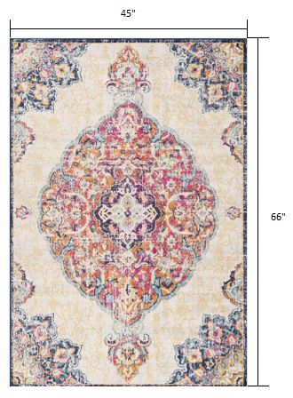 2' X 4' Cream Oriental Dhurrie Area Rug