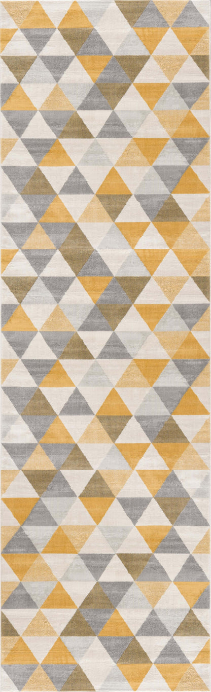 10' Runner Yellow and Ivory Geometric Runner Rug - 36.0" (L) x 144.0" (W) x 0.39" (H)