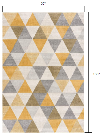 13' Runner Yellow and Ivory Geometric Runner Rug - 30.0" (L) x 120.0" (W) x 0.43" (H)