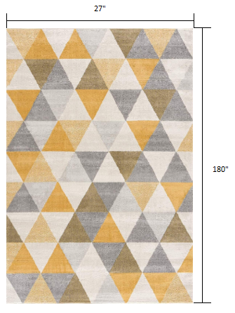 15' Runner Yellow and Ivory Geometric Runner Rug - 35.5" (L) x 60.0" (W) x 1.0" (H)