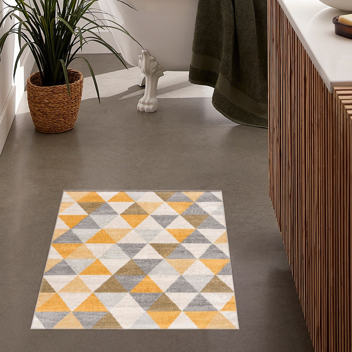 10' Yellow Geometric Dhurrie Runner Rug