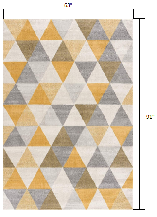 10' Yellow Geometric Dhurrie Runner Rug