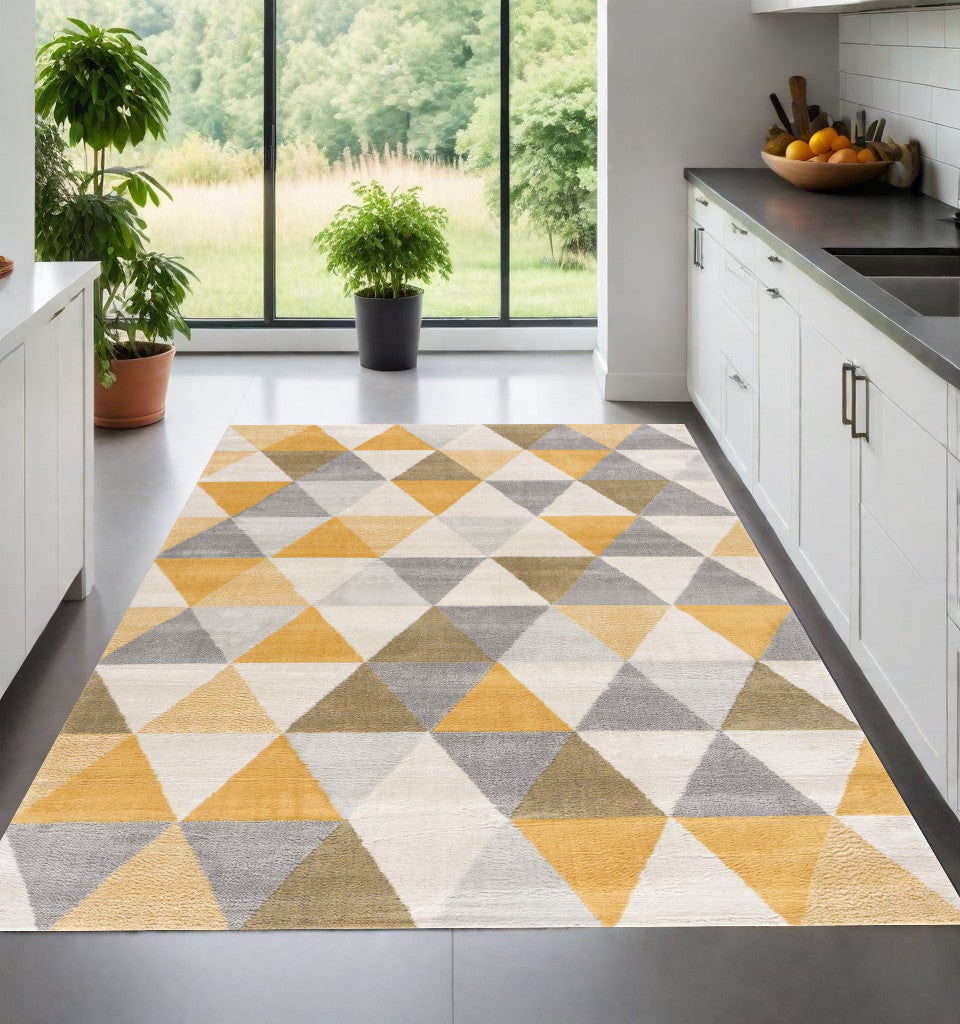 9' X 12' Yellow Geometric Area Rug - 279.4" (H) x 378.46" (W) x 1.02" (D)