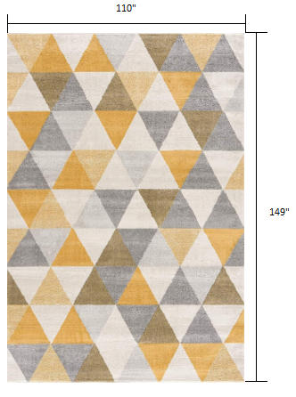 10' Yellow Geometric Dhurrie Runner Rug