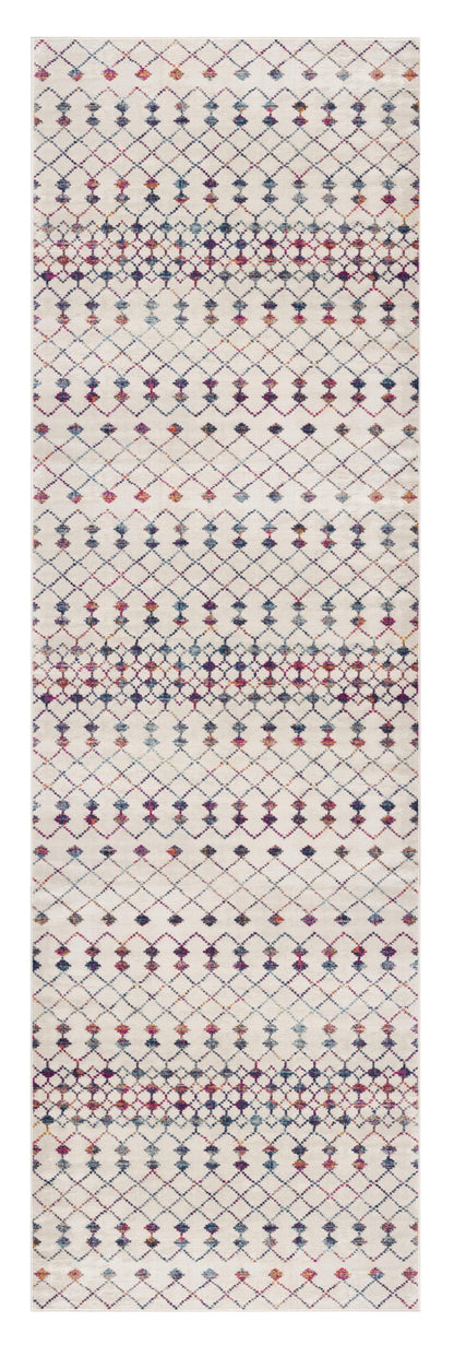 10' Cream Ikat Area Rug - 26.0" (L) x 120.0" (W) x 1.0" (H)