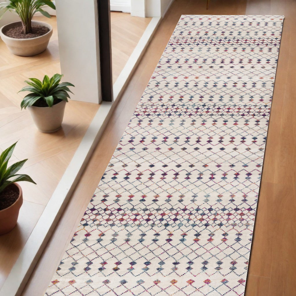 2' X 4' Blue and Ivory Ikat Area Rug