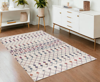 2' X 4' Blue and Ivory Ikat Area Rug