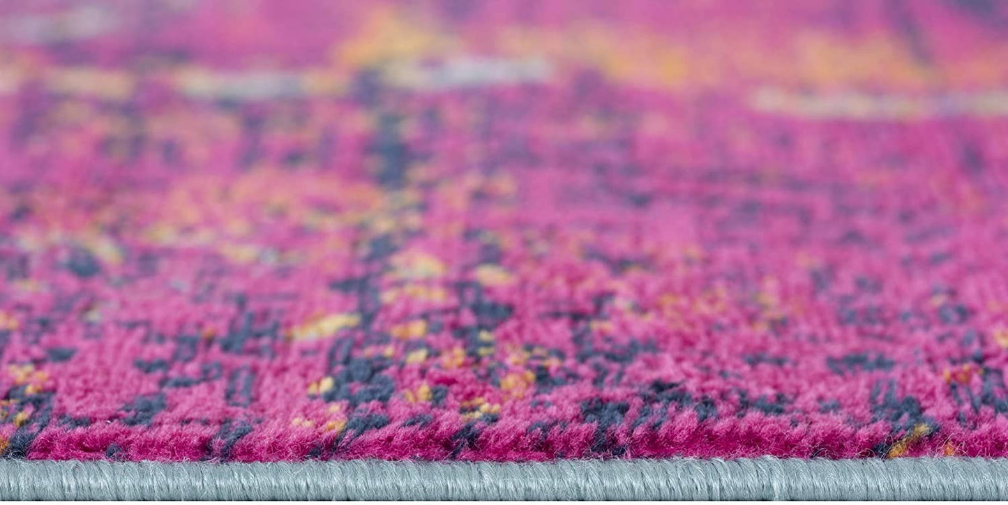 2' X 4' Magenta Abstract Dhurrie Area Rug