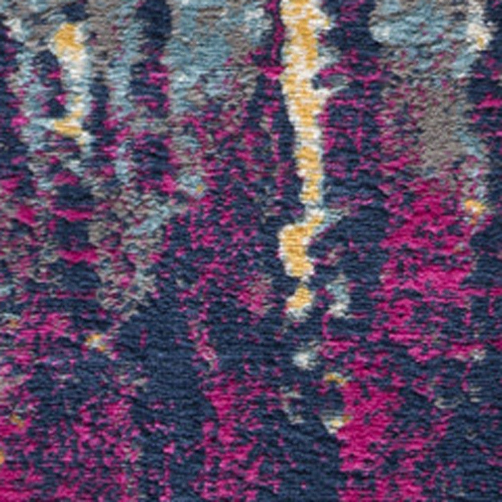 2' X 4' Magenta Abstract Dhurrie Area Rug