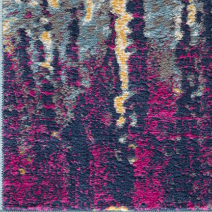 2' X 4' Magenta Abstract Dhurrie Area Rug