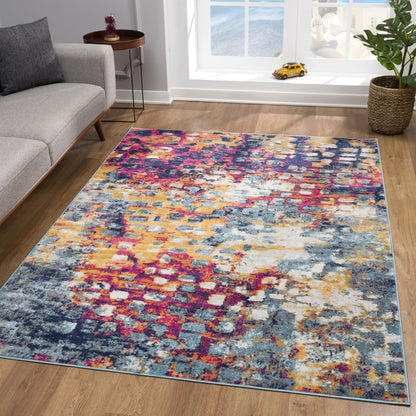 2' X 4' Teal Blue Abstract Dhurrie Area Rug