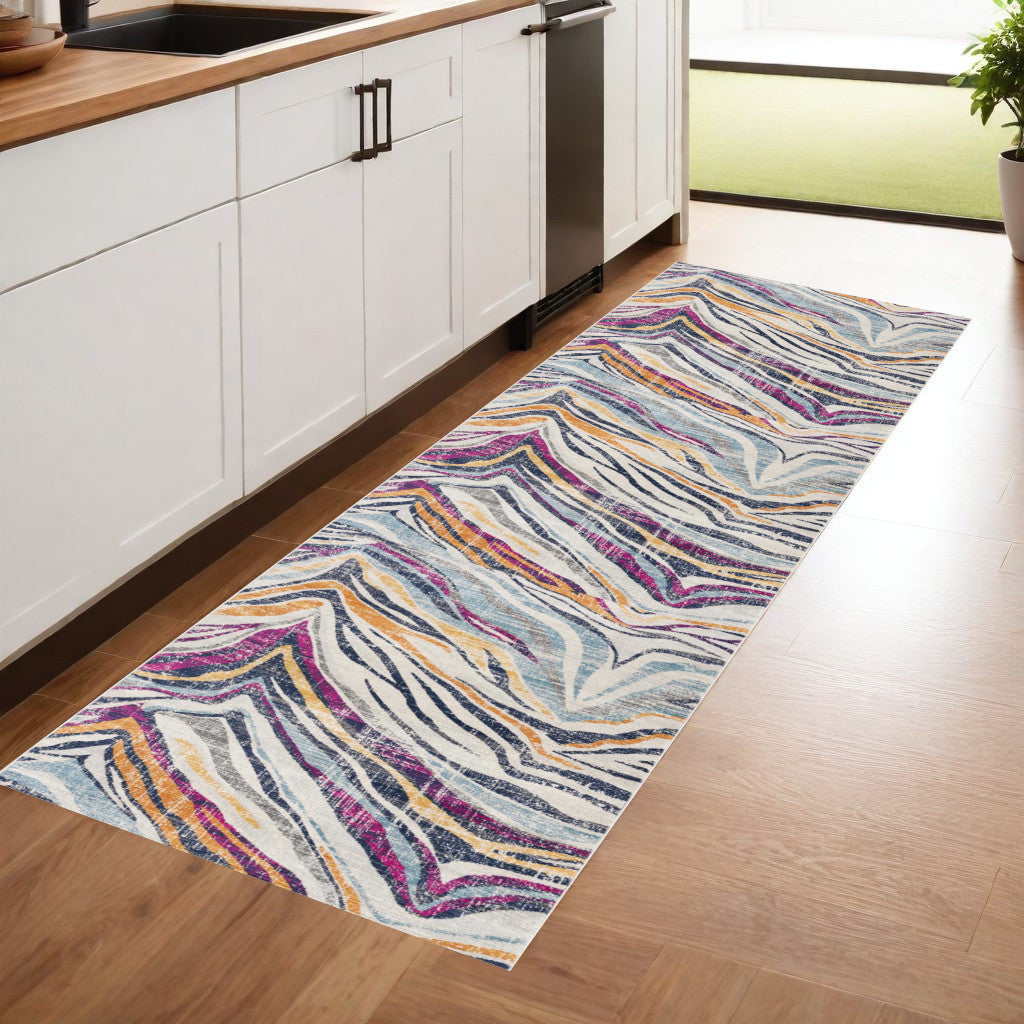 5' X 7' Blue and Gold Abstract Area Rug