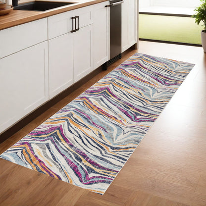 5' X 7' Blue and Gold Abstract Area Rug